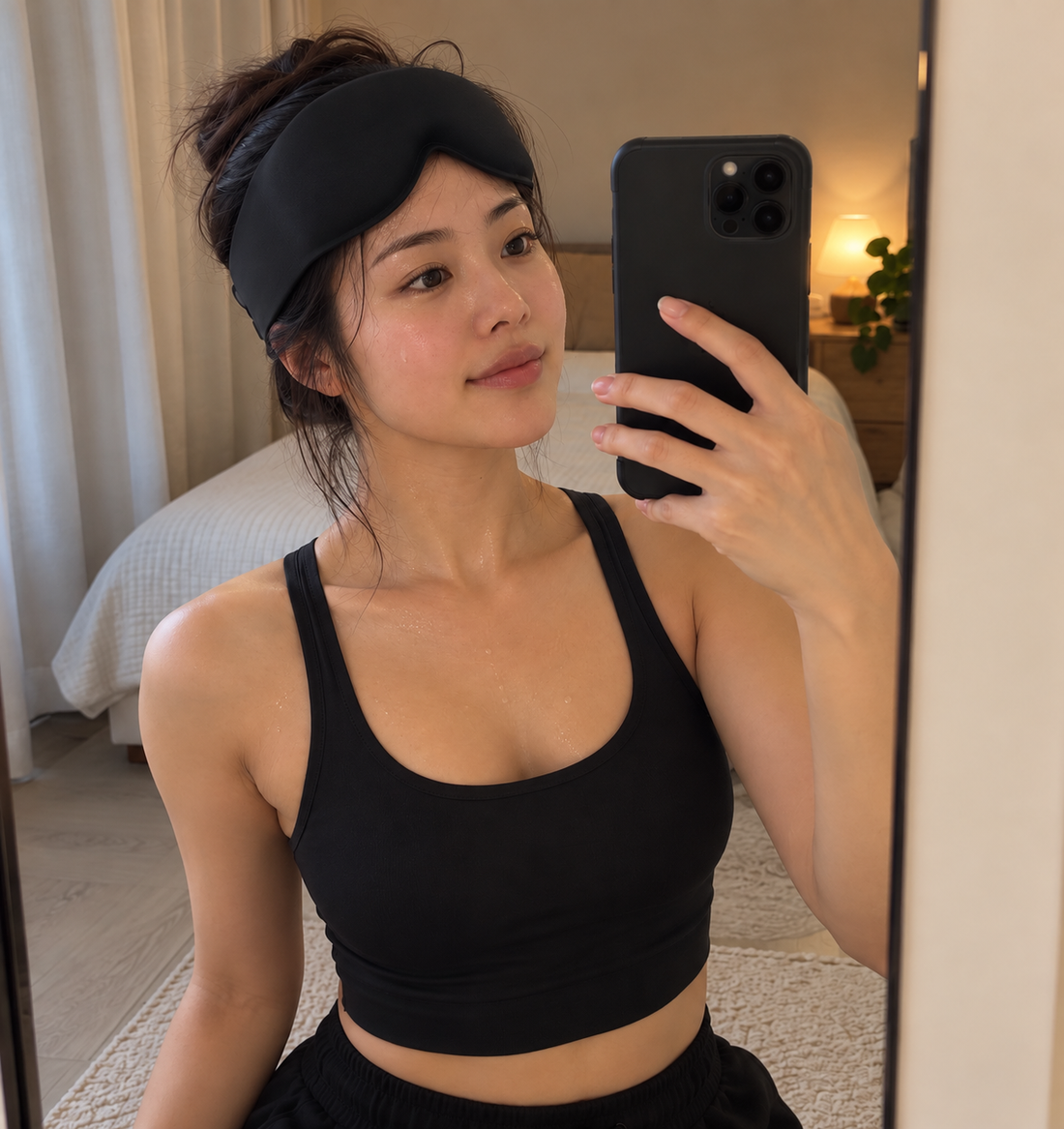 CHYDEE weighted sleep mask in a shared bedroom routine